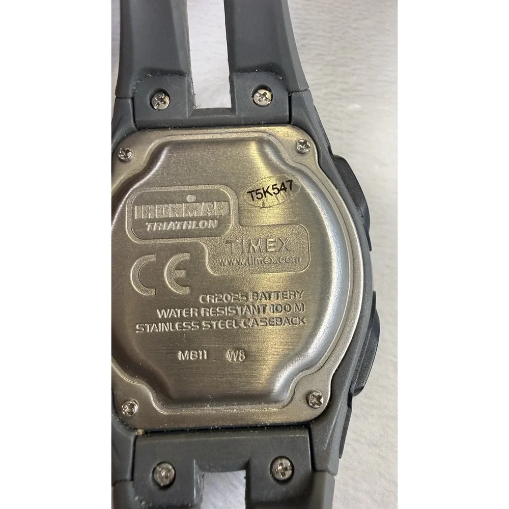 Timex Ironman Triathlon Heart Rate Digital Watch T5K547 Gray Blue‎ Working